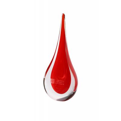 Image of 18cm Handmade Crystal Brilliant Red Teardrop Award