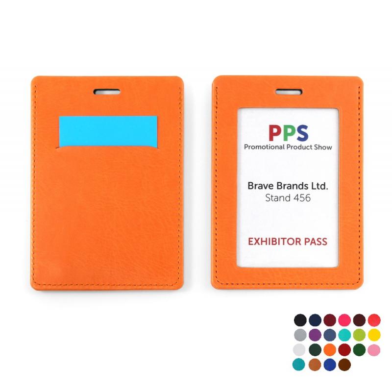 Image of PU  Landscape ID Card Holder for a Lanyard or Clip